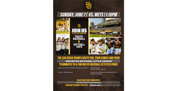 ENLL at Petco Park! Contact your Team Parent for tix.